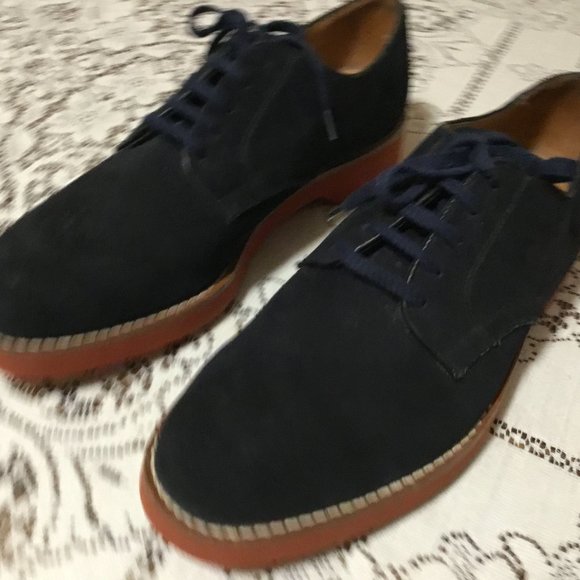 Men's Cole Haan Shoes Blue Suede BUCK Skin Leather Oxfords Mad Men Draper 9 M - Picture 4 of 11
